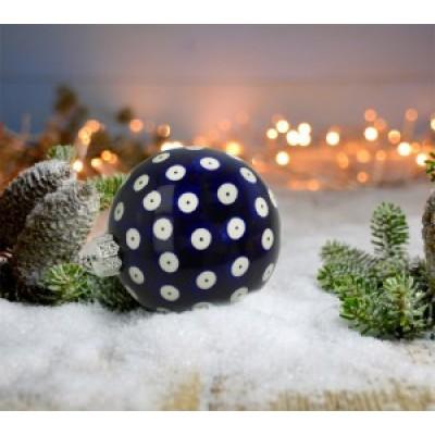 Kerstbal donker blauw stippen